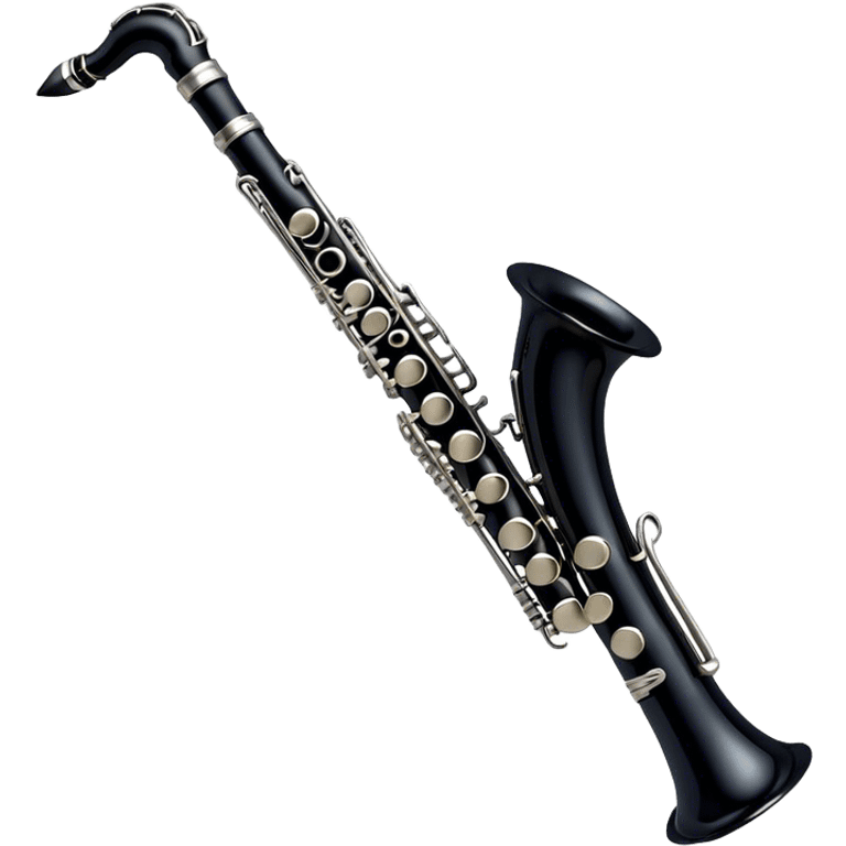 Cinematic Realistic Clarinet, deep black body with gleaming silver keys, rich warm lighting catching every intricate detail, slightly worn mouthpiece adding authenticity, glowing with a timeless and sophisticated presence. emoji