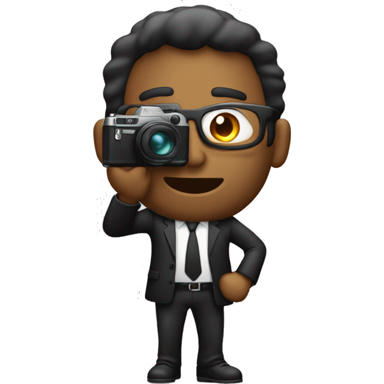 hombre negro  con su cámara tomando foto emoji