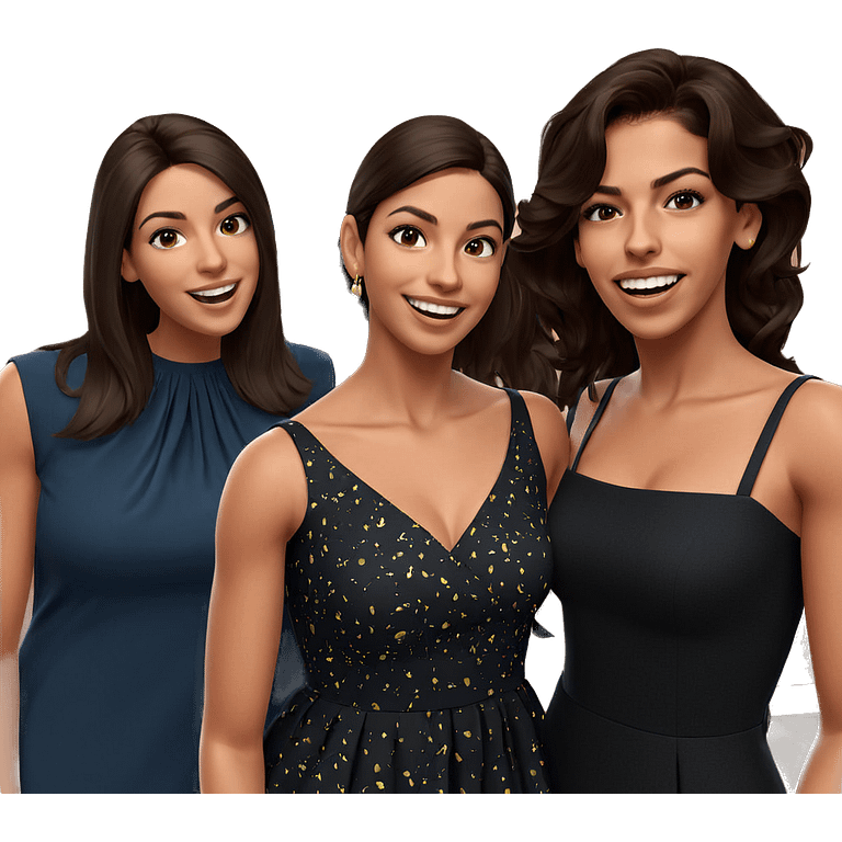 smiling girls in stylish dresses emoji