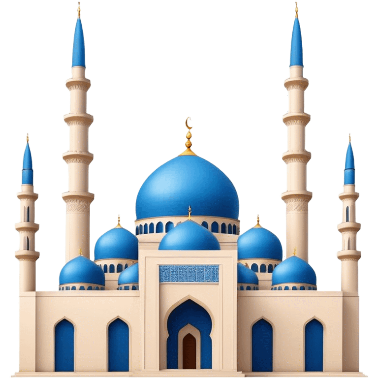 Realistic Mohammad Al-Amin Mosque Landmark Emoji, highlighting its striking blue dome, tall minarets, and elegant Arabic calligraphy. emoji