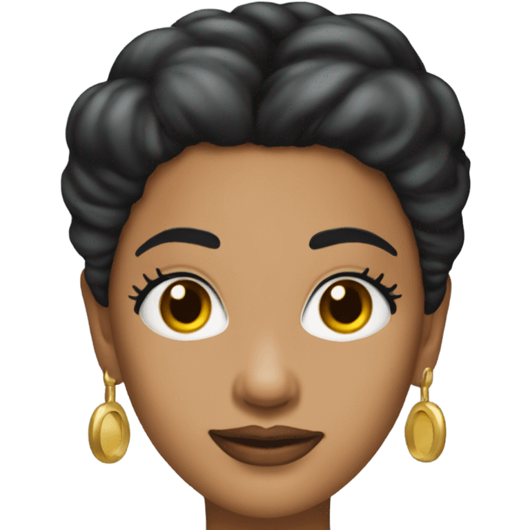 Tanned woman with black hair dressed in 1990s hip hop hair, makeup, and attire  emoji