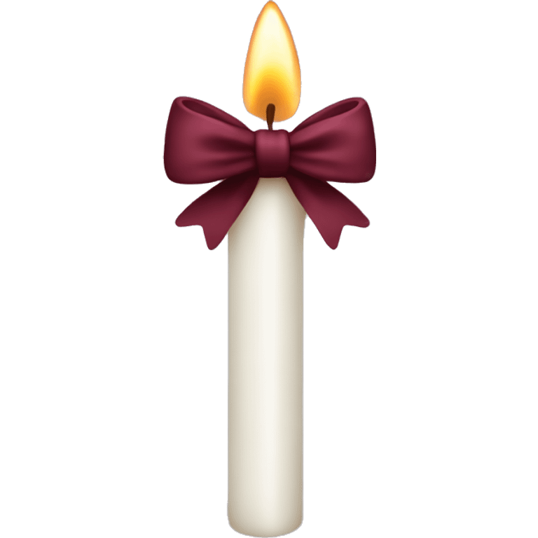 thin white candle with burgundy bow  emoji