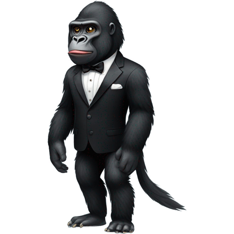 Pitch black gorilla chicken in a tuxedo emoji