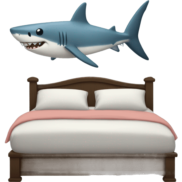 Bed with a shark  emoji