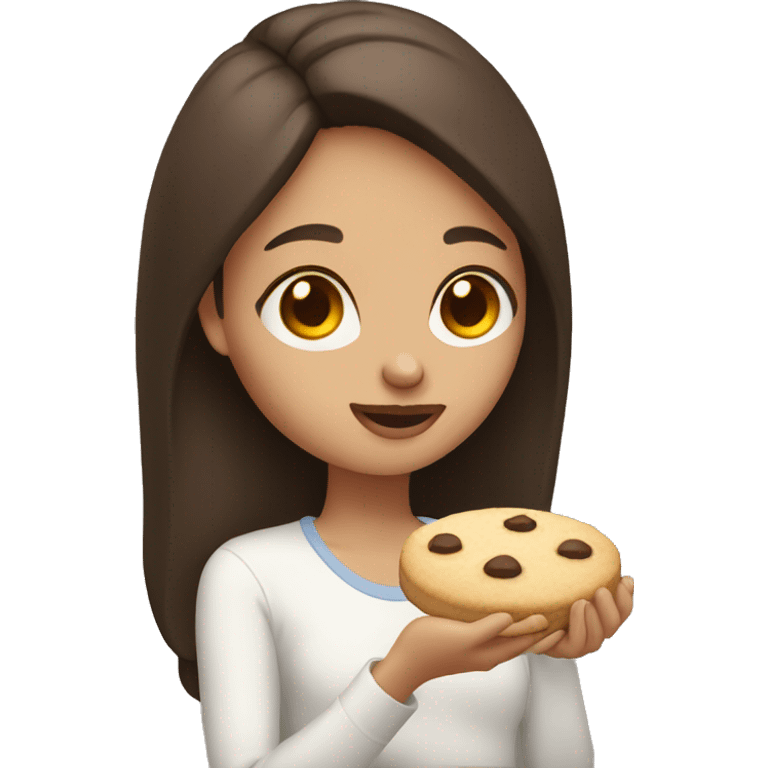 Brown eye brunette eating sugar cookies emoji