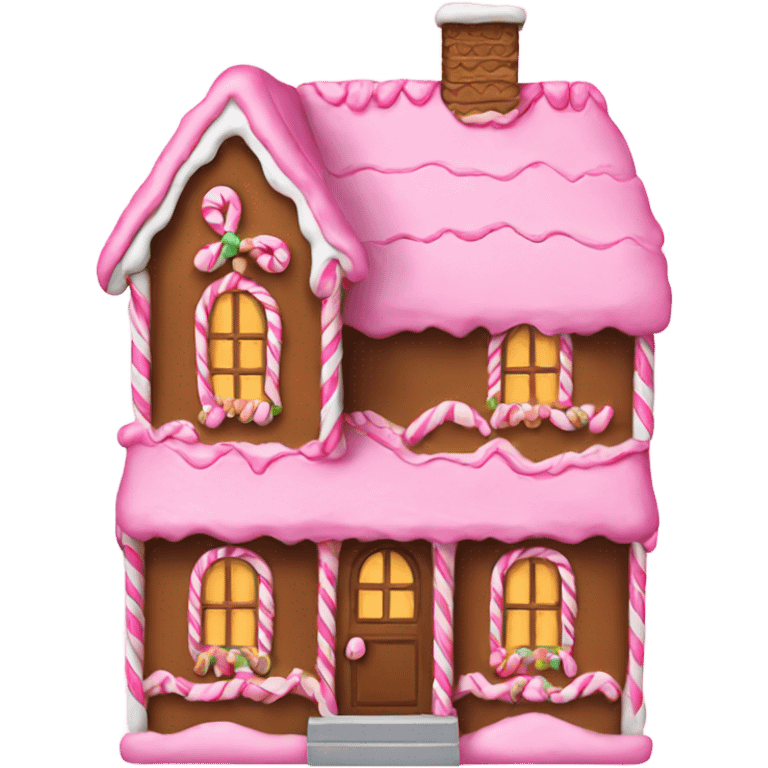 A pink gingerbread house emoji