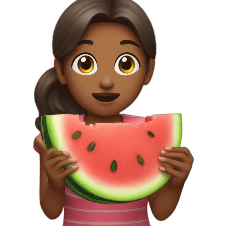 A girl who is eating watermelon emoji