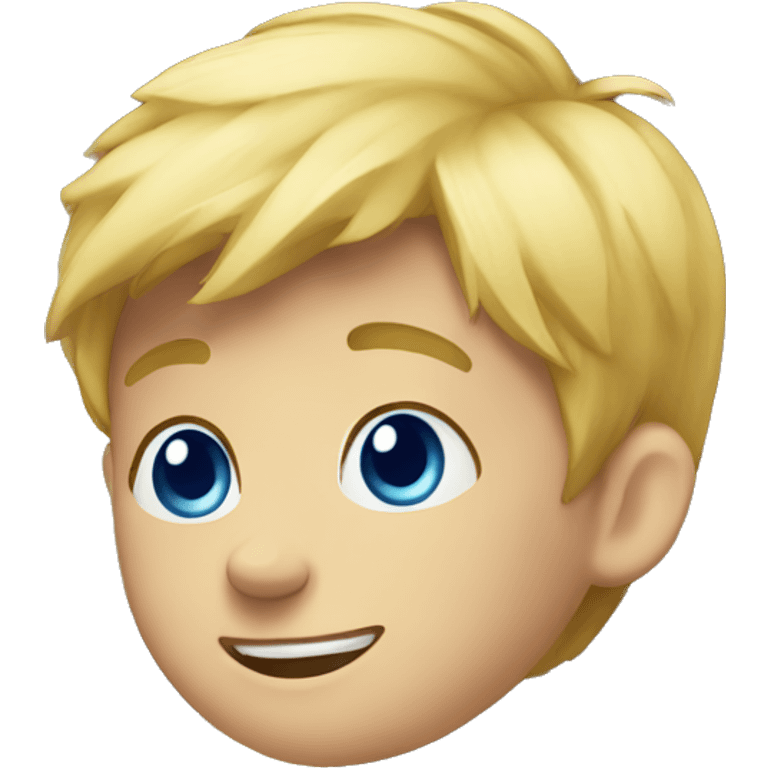 small blond boy blue eyes climb rock emoji