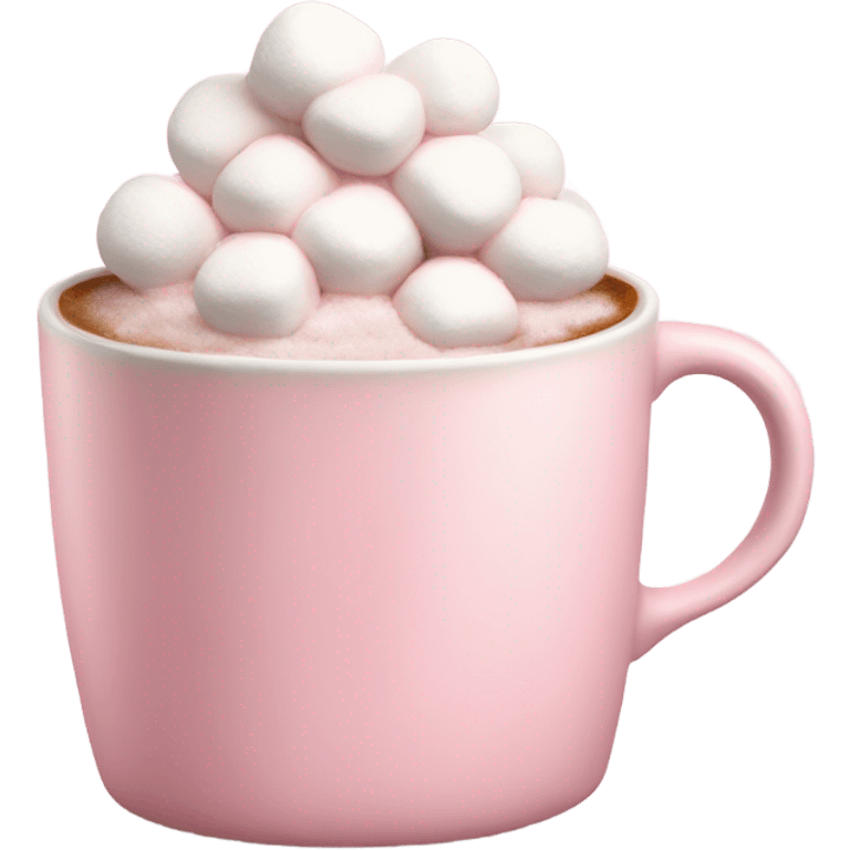 Light Pink mug of hot chocolate with marshmallows  emoji