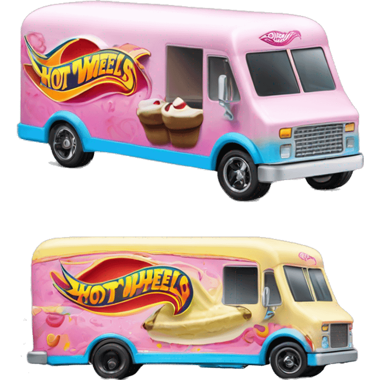 Side view hot wheels sporty 20 foot long banana split Ice Cream step van  emoji