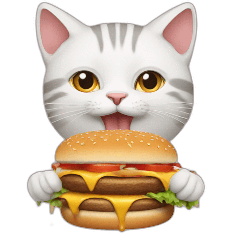 Cat eating a burger emoji