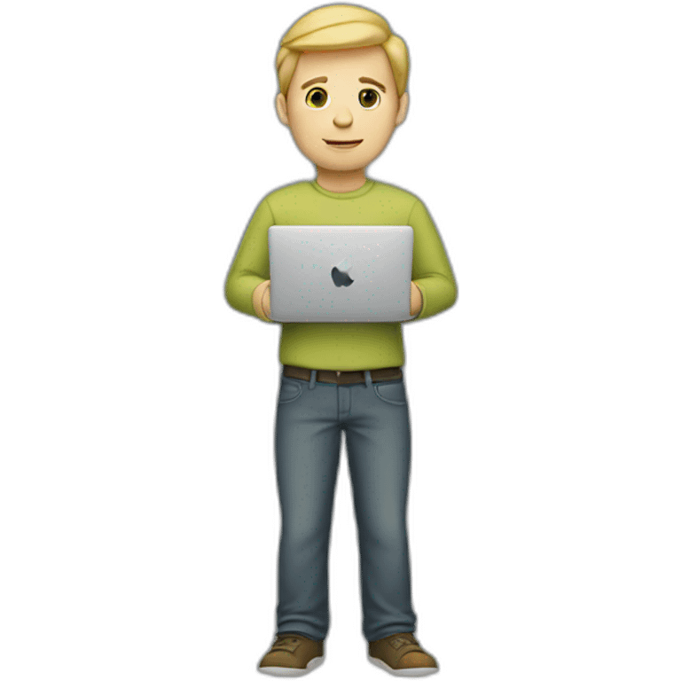 white guy standing with his apple laptop emoji