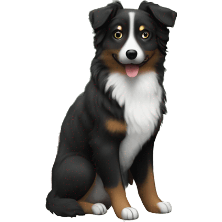 Small black australian shepherd dog Christmas tree emoji