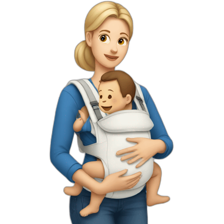 White Babywearing mom with baby ergo carrier emoji