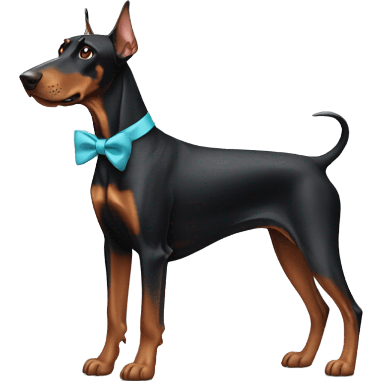 Doberman wearing a bow emoji