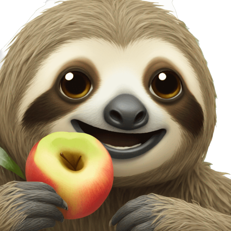 sloth eating an apple emoji