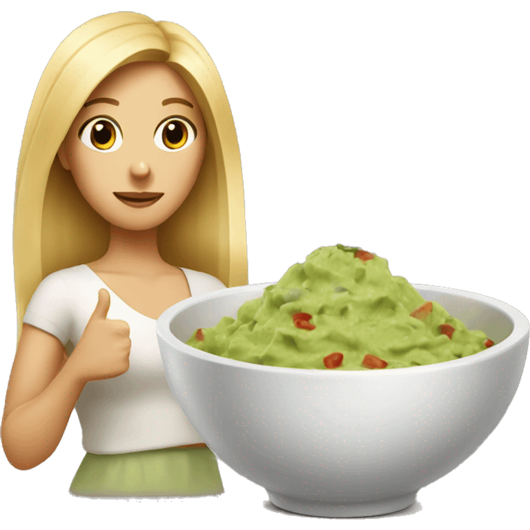  blonde girl and bowl with guacamole emoji