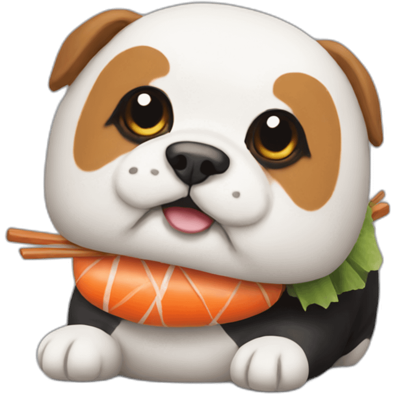 Dog dressed as sushi emoji