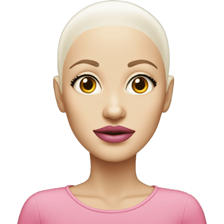 Bald white women with pink big lips with no hair emoji