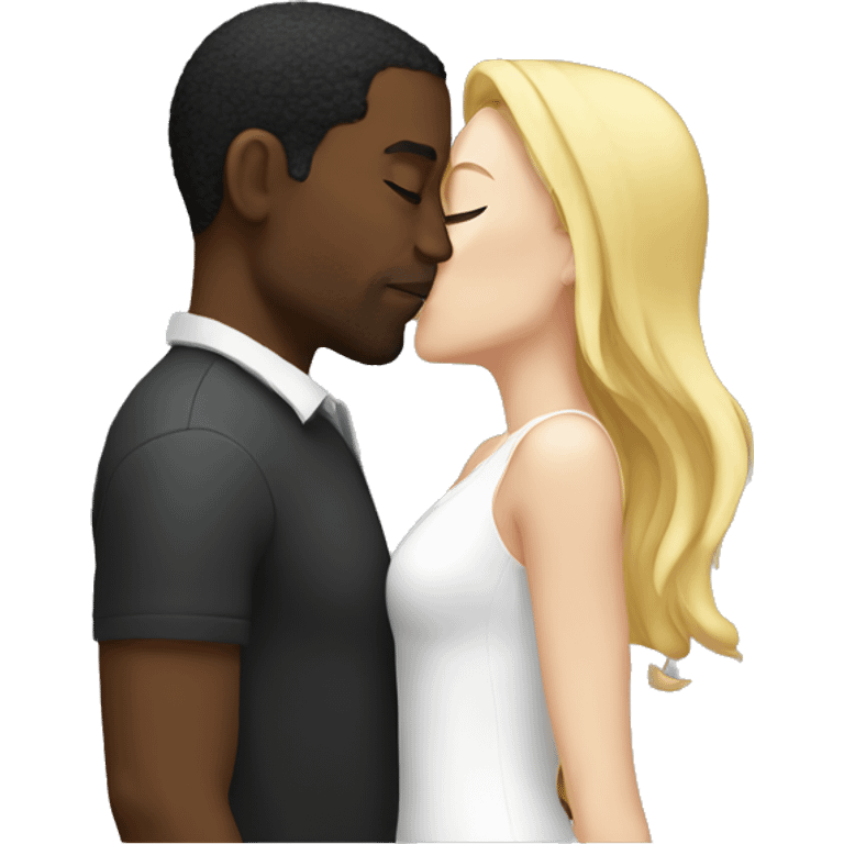 black man and white women kissing emoji