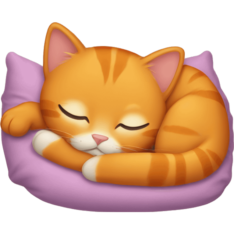 orange gold cat sleeping in a bed emoji