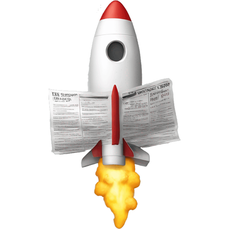 emoji that's on a rocket, holding a newspaper emoji