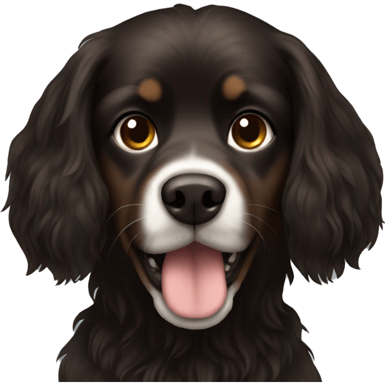 Dark brown and black long hair dog  emoji