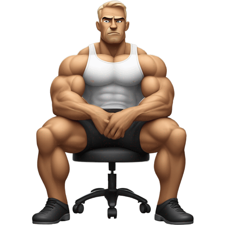 sad body builder sitting in chair emoji