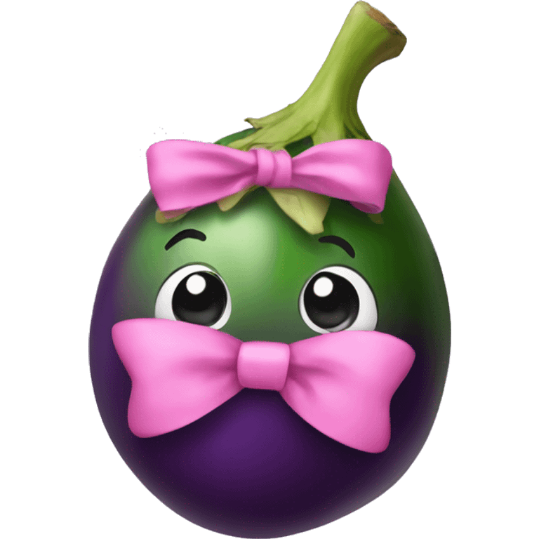 eggplant wearing a pink bow emoji