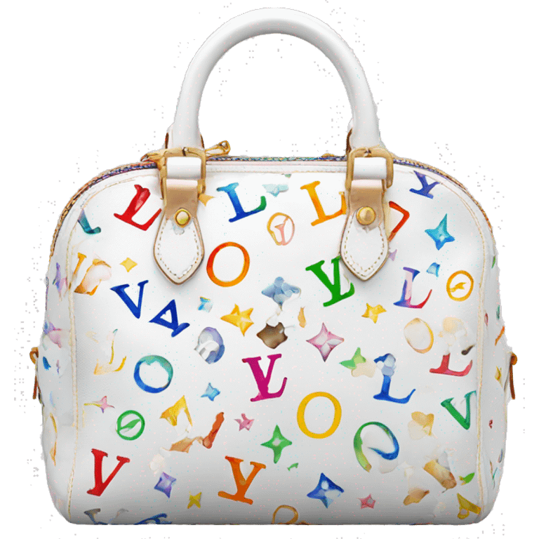 lv bag white with rainbow monogram  emoji