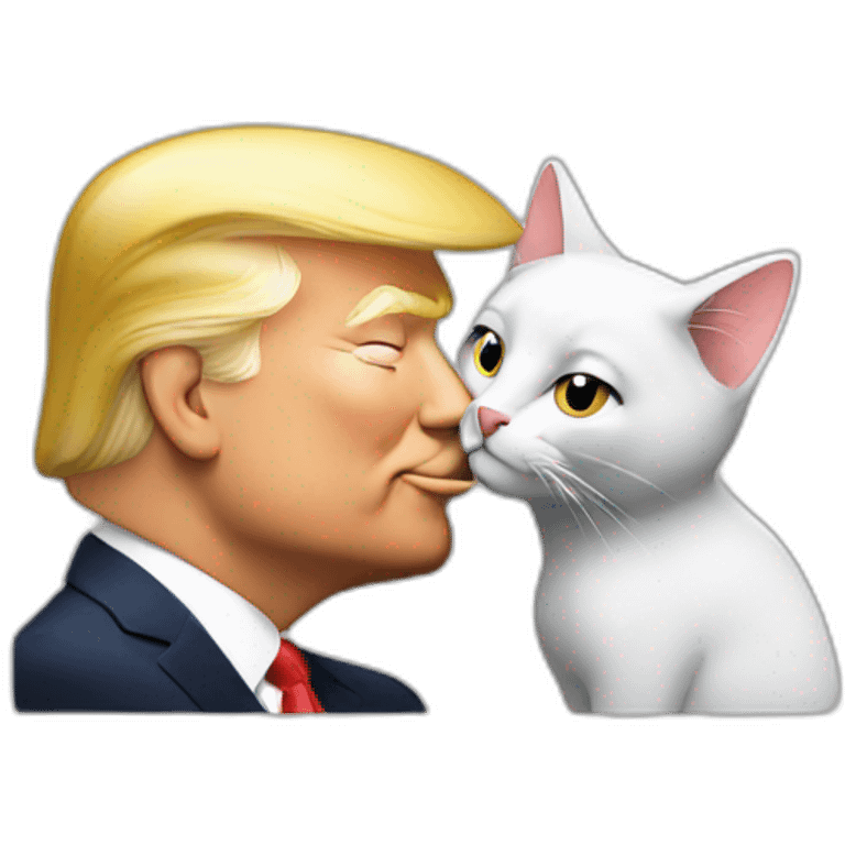 trump kissing a cat emoji