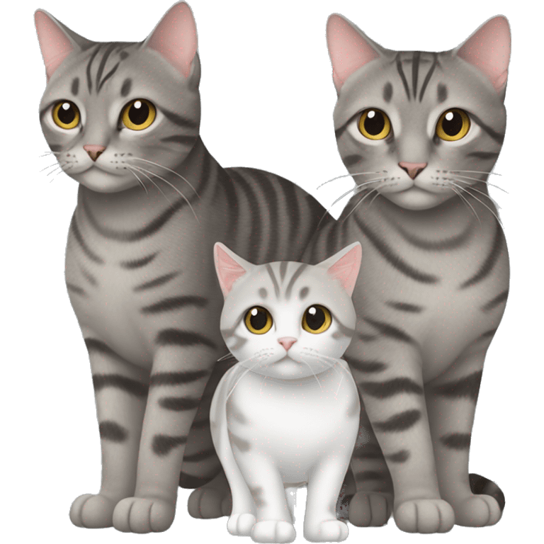 two gray tabby cats, one bigger and one smaller emoji