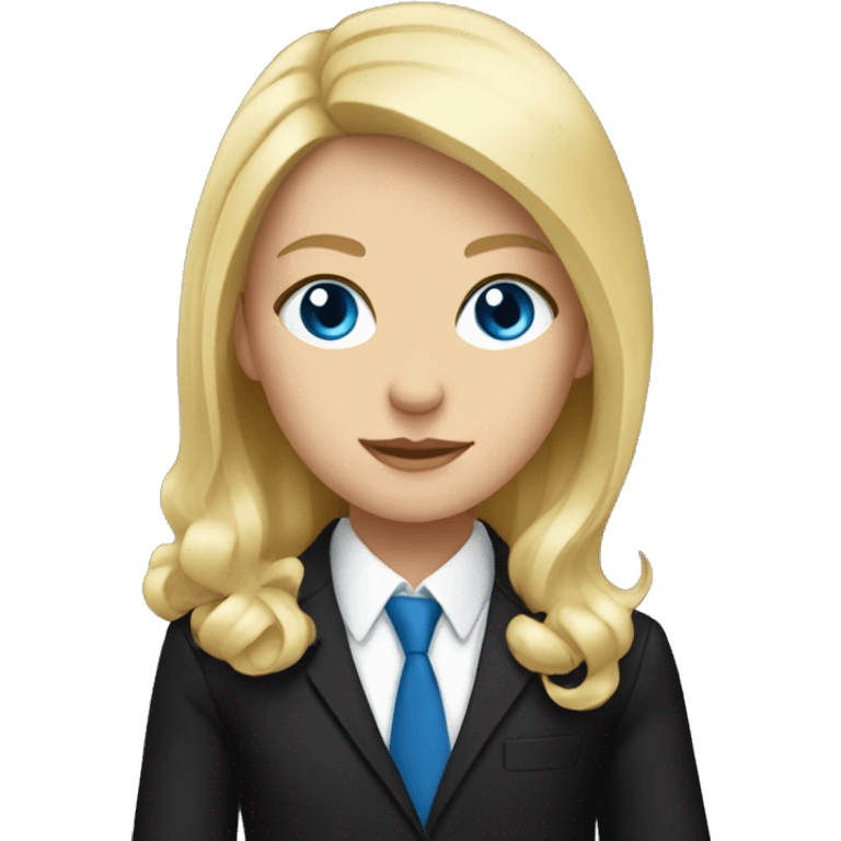 blonde girl with blue eyes in a black suit  emoji