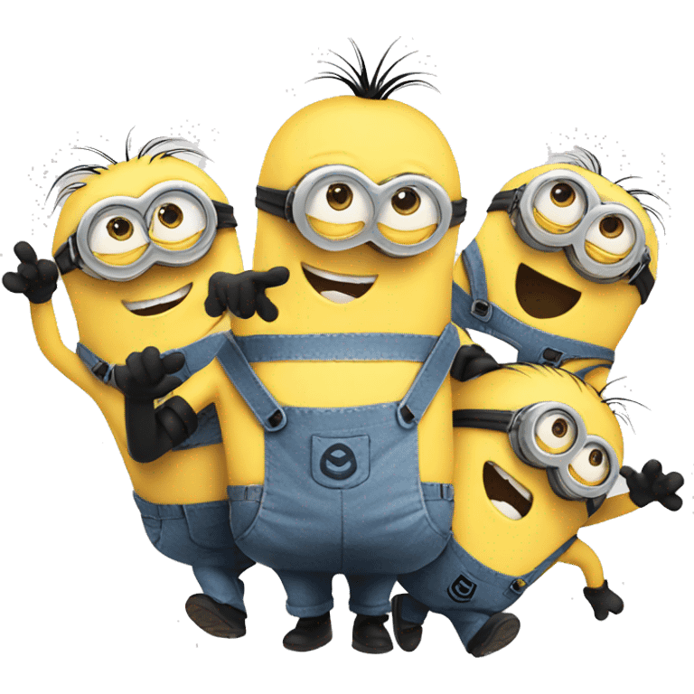 Five Minions talking in group  emoji