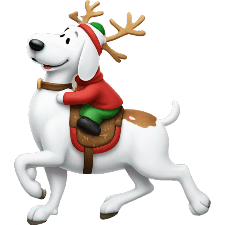 Snoopy riding a reindeer emoji