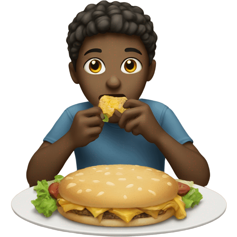 Boy eating emoji