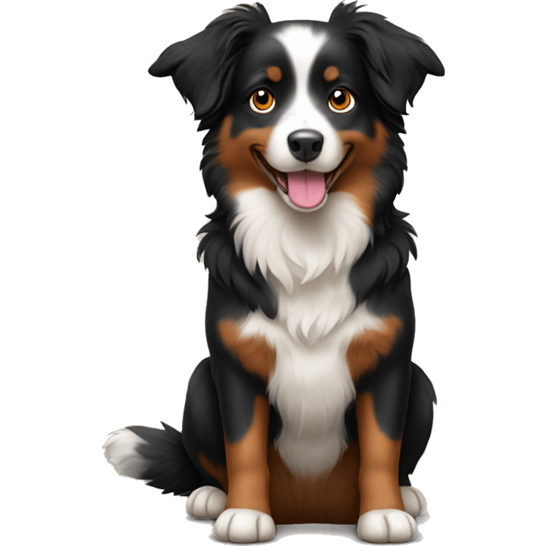 Small black australian shepherd dog wearing autumn emoji