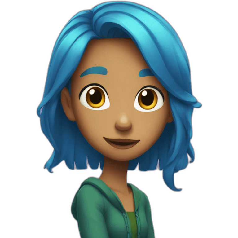 Anne from Amphibia with blue hair emoji