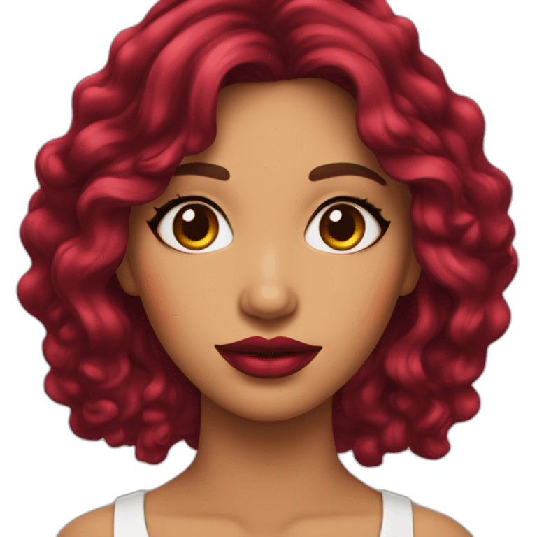 mujer cabello ondulado rojo labios rojos emoji