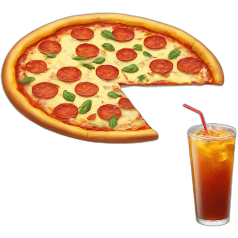 Pizza with cold drink emoji