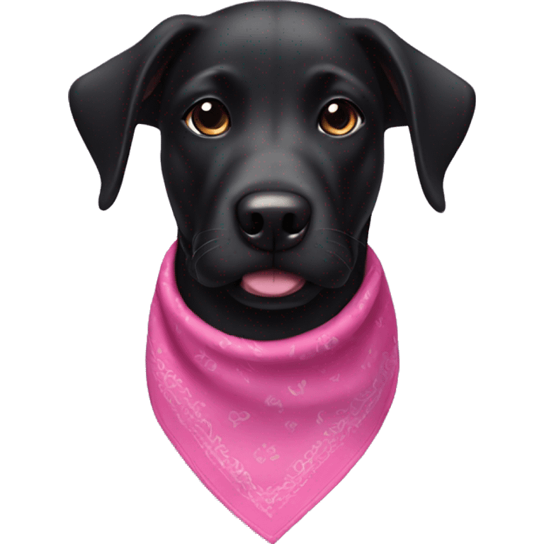 Black dog head with pink bandana  emoji