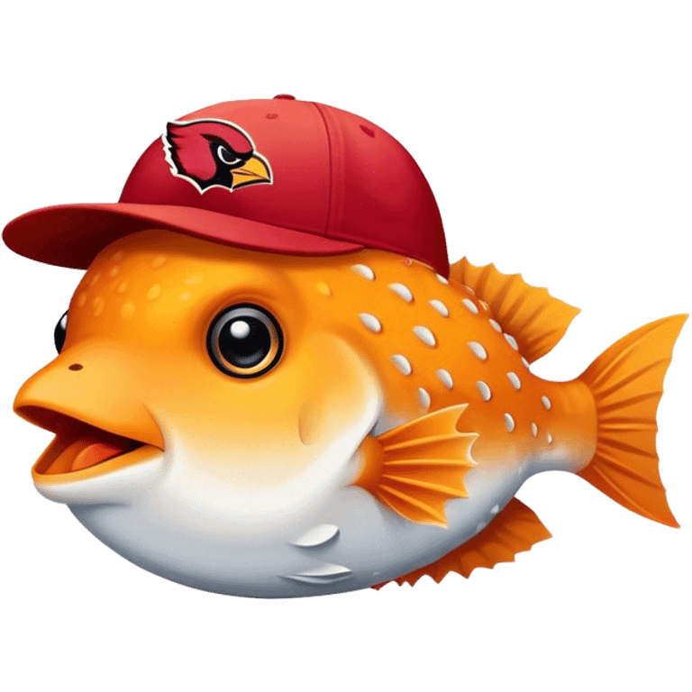 All Orange Blowfish facing forward With an Arizona Cardinals Hat emoji