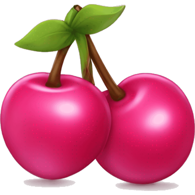 Pink cherries with a bow on it emoji