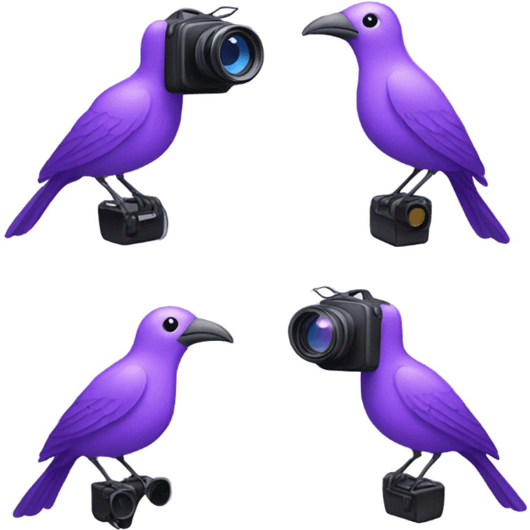 Purple bird with video camera  emoji