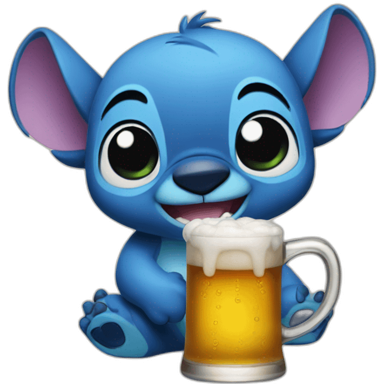 Stitch drinks beer emoji