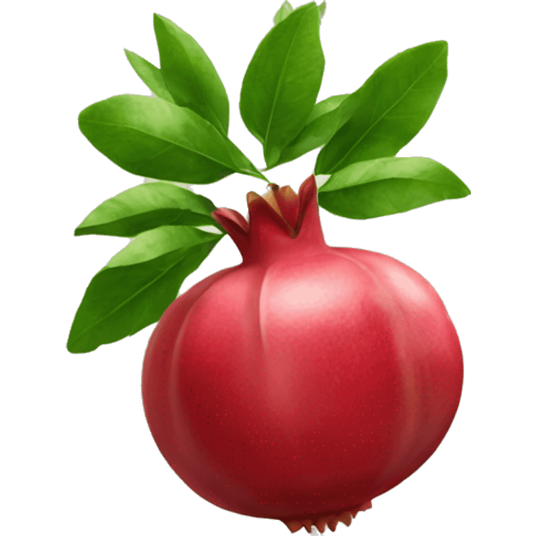 pomegranate showing inside with leaves emoji