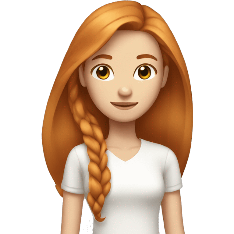 Girl, ginger straight shoulder long straight hair, brown eyes  emoji