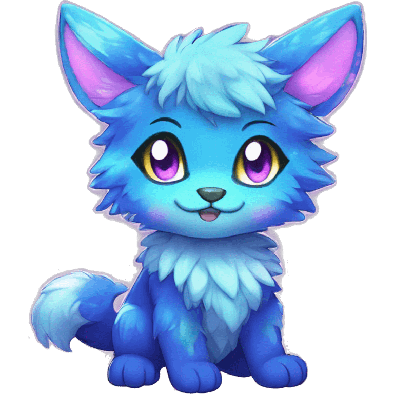 Anthro Fluffy Cool Cute Magical Elemental Shiny Colorful Neon Vibrant Colors Sparkle Kemono-style Chibi Fantasy-Animal-Fakémon-Pokémon-Hybrid Fur Sona Aesthetic Full Body emoji