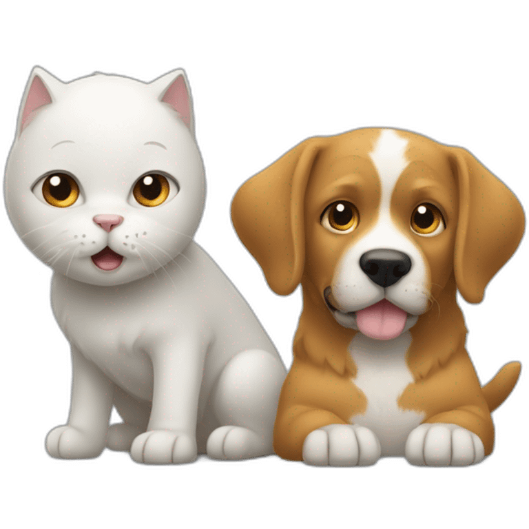 Un chat et un chien qui se serre la patte emoji