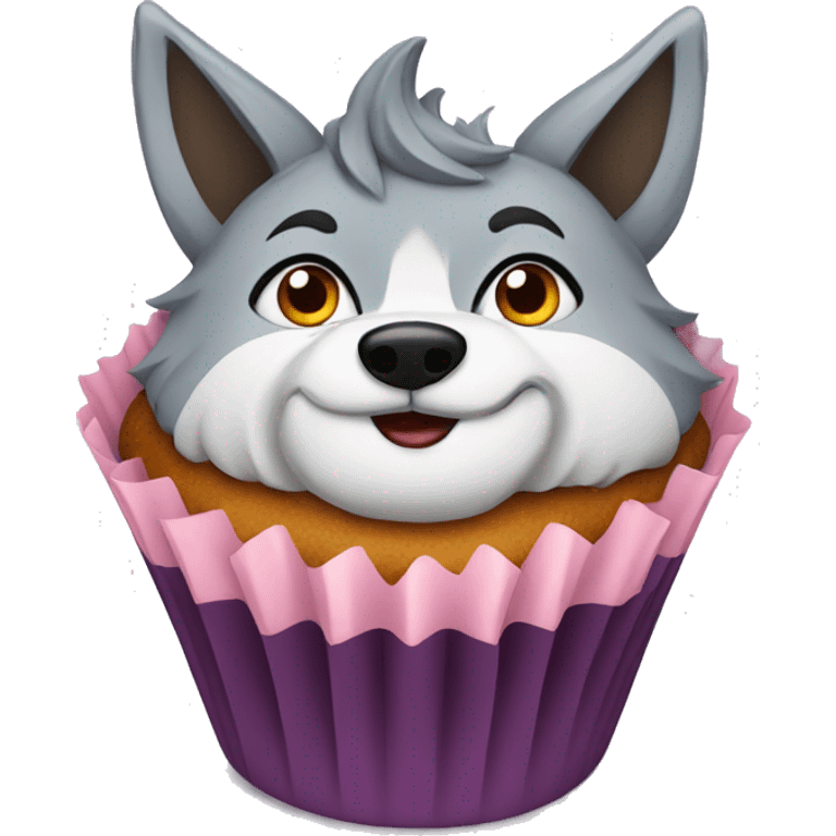 cupcake with wolf emoji